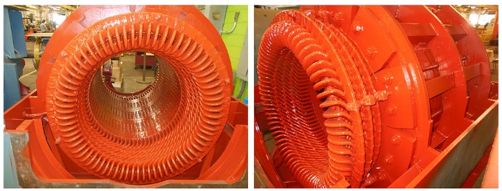 stator needing repair with winding's blocking