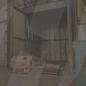 HECO worker standing in front of a burnout oven